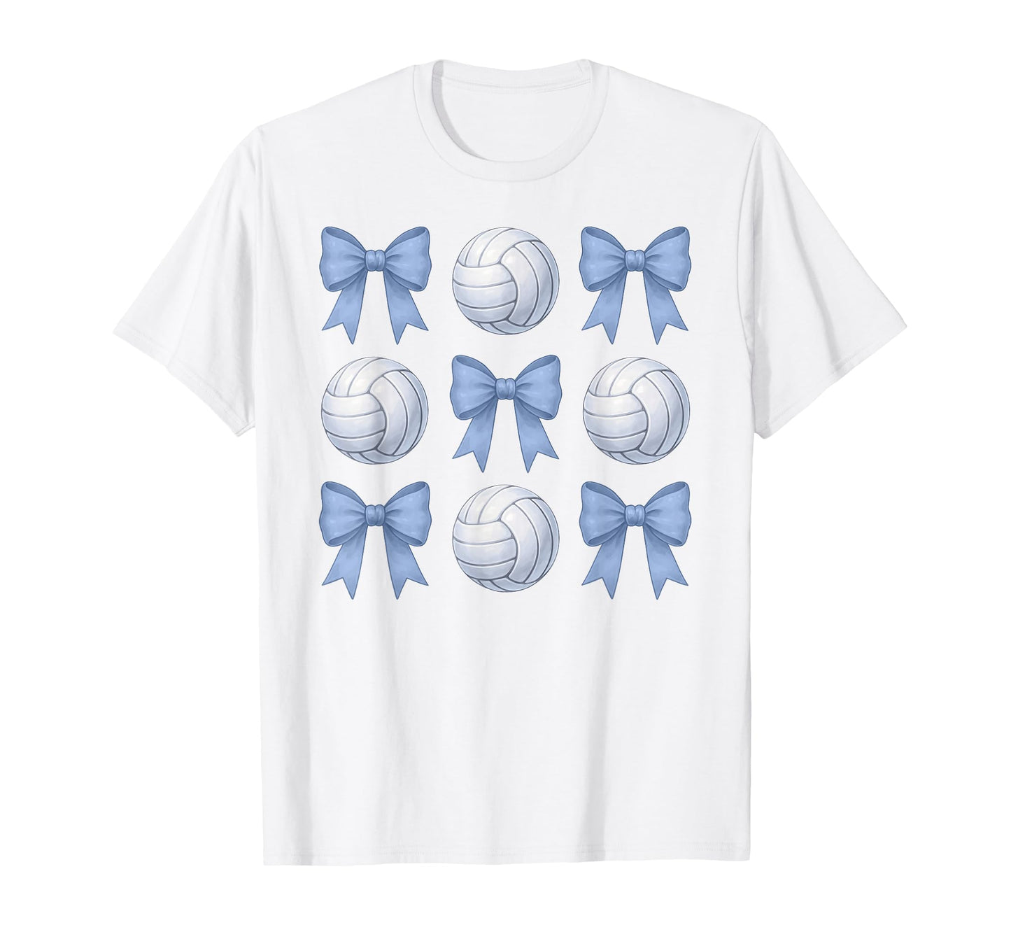 Volleyball Coquette Toile Blue Bow T-Shirt - Unique Graphic Men Women - T-Shirt, Sweatshirt, Hoodie