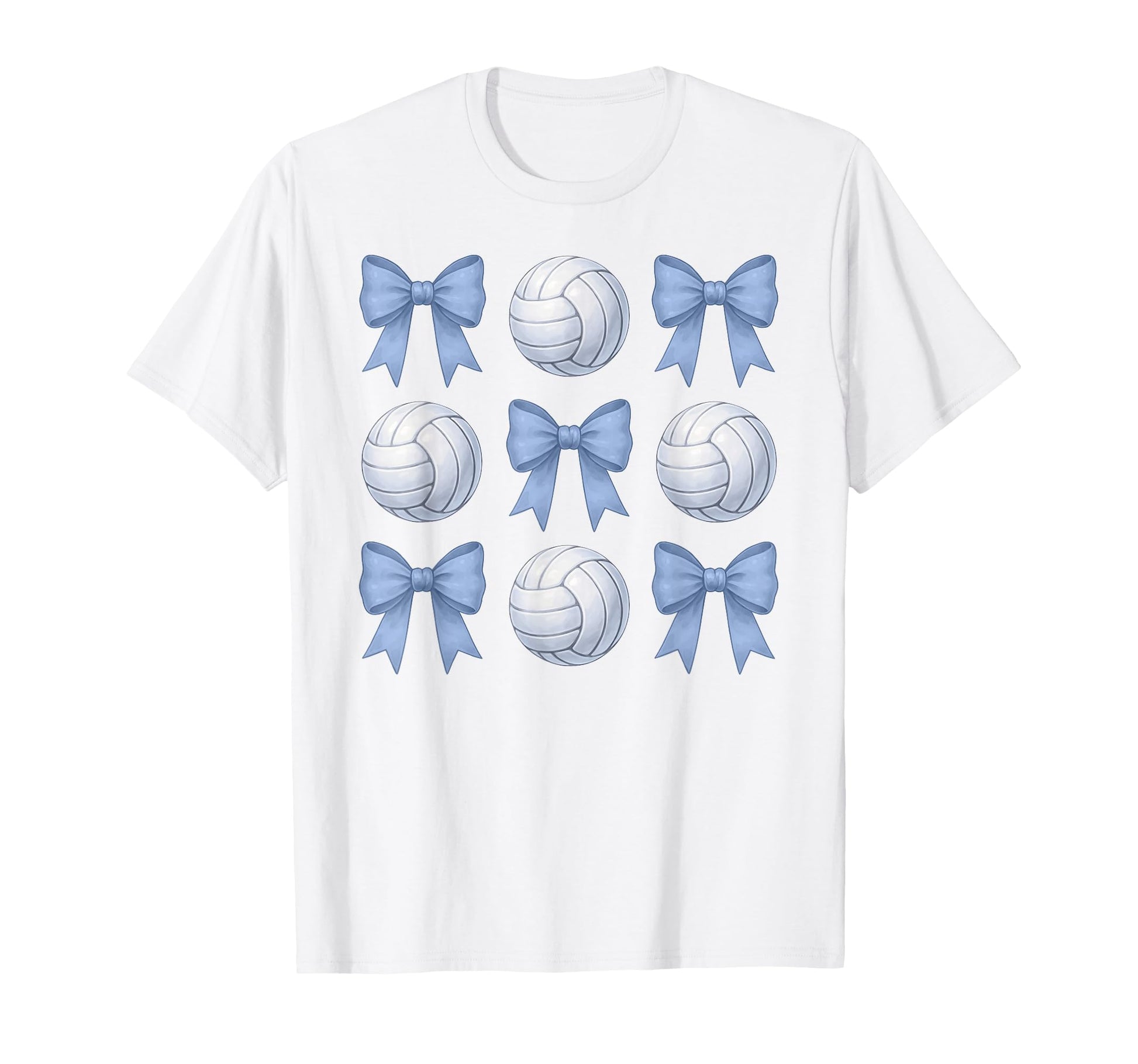 Volleyball Coquette Toile Blue Bow T-Shirt - Unique Graphic Men Women - T-Shirt, Sweatshirt, Hoodie