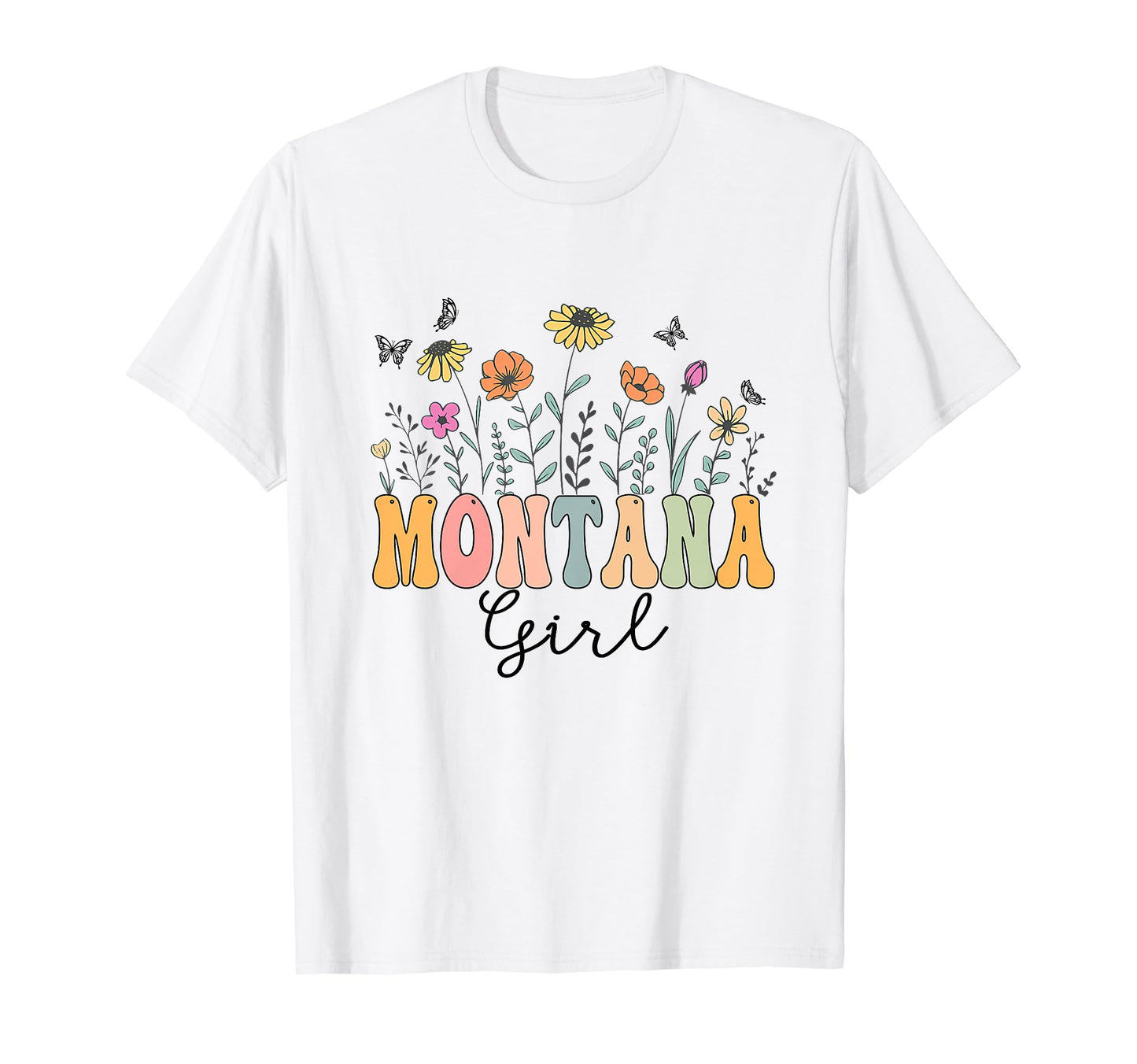 Montana Wildflower Groovy Montana T-Shirt - Custom Art Print Men Women - T-Shirt, Sweatshirt, Hoodie
