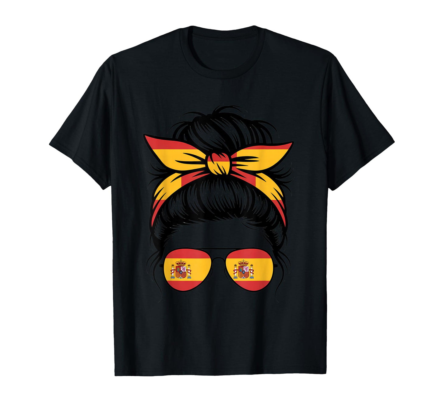 Spanish Flag Messy Bun Sunglasses T-Shirt - Fun Novelty Design Unisex - T-Shirt, Sweatshirt, Hoodie