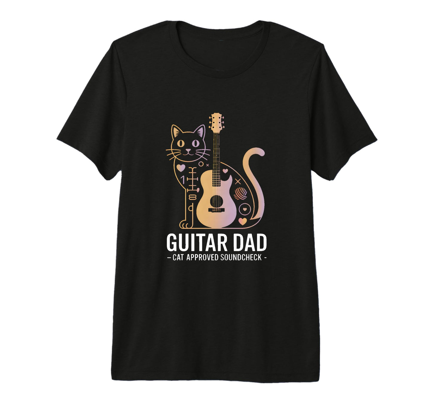 Funny Guitar Dad Cat Approved T-Shirt - Fun Novelty Design Men Women - T-Shirt, Sweatshirt, Hoodie