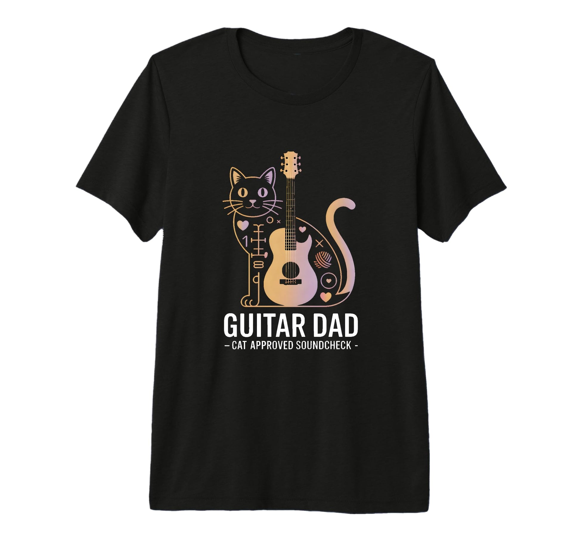 Funny Guitar Dad Cat Approved T-Shirt - Fun Novelty Design Men Women - T-Shirt, Sweatshirt, Hoodie