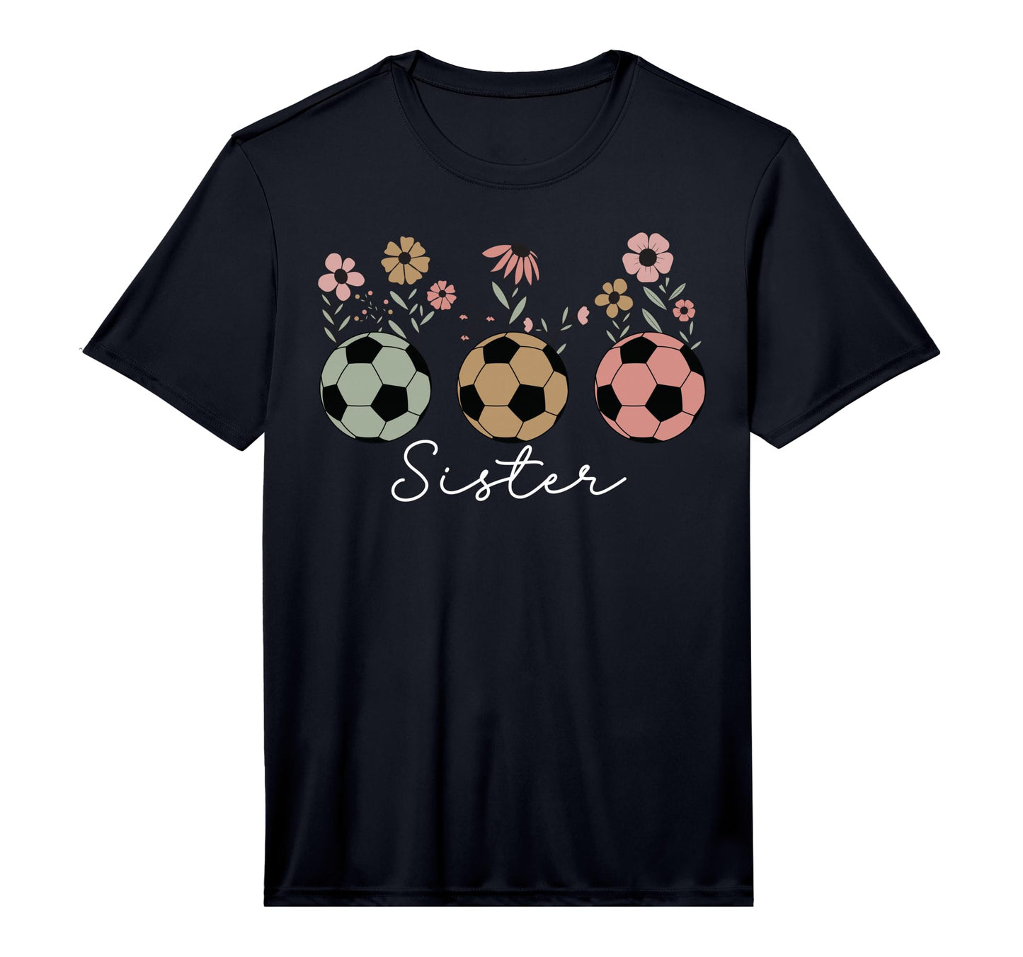 Soccer Sister Floral Wildflower T-Shirt - Fun Novelty Design Men Women - T-Shirt, Sweatshirt, Hoodie