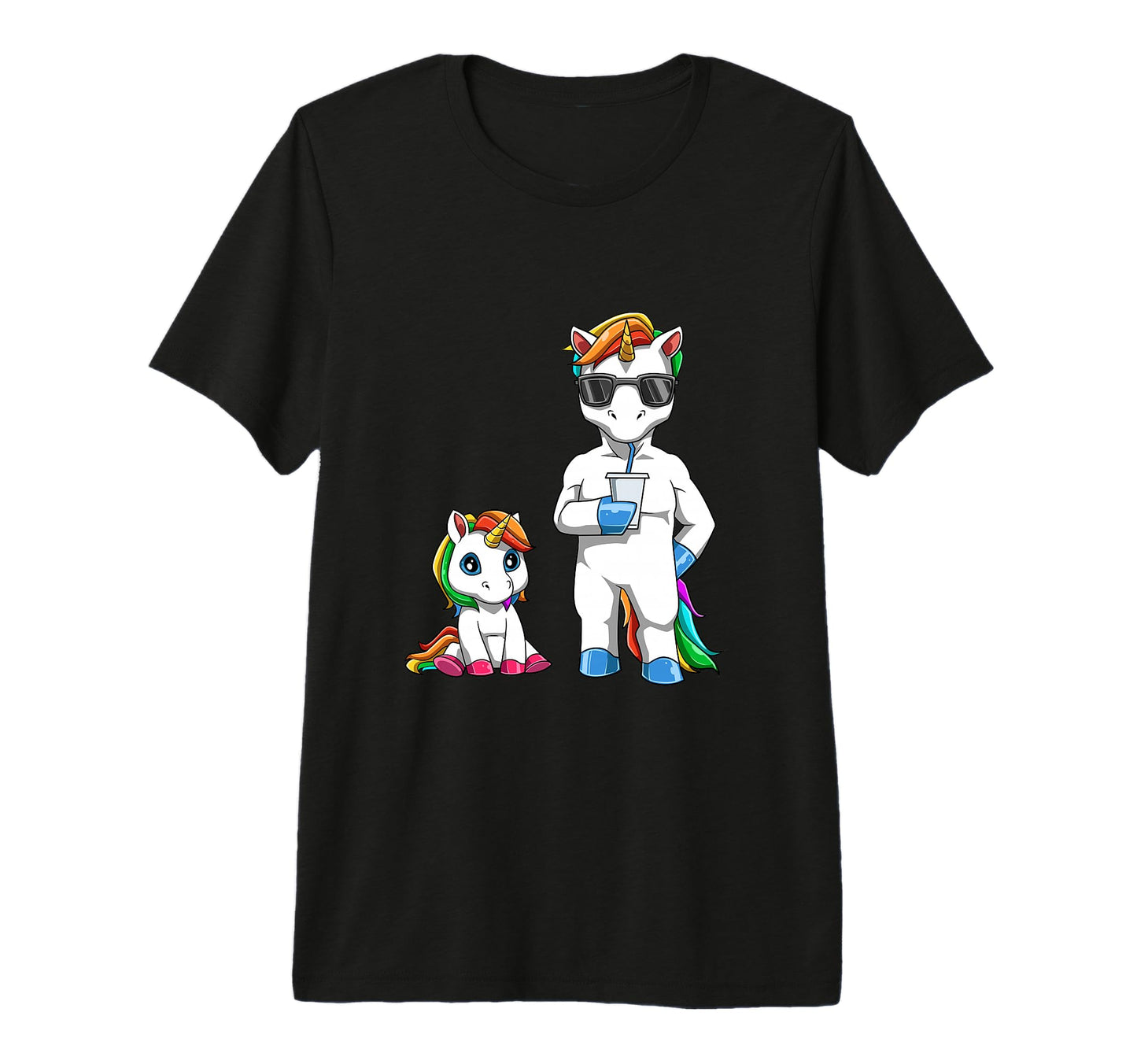Matching Dad And Unicorn Tri Blend T-Shirt - Custom Art Print Men Women - T-Shirt, Sweatshirt, Hoodie