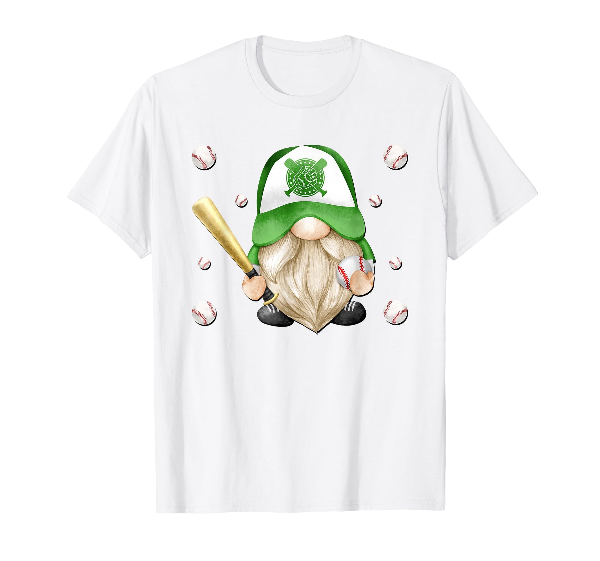 Green Baseball Sports Gnome And T-Shirt - Casual Everyday Wear Unisex - T-Shirt, Sweatshirt, Hoodie