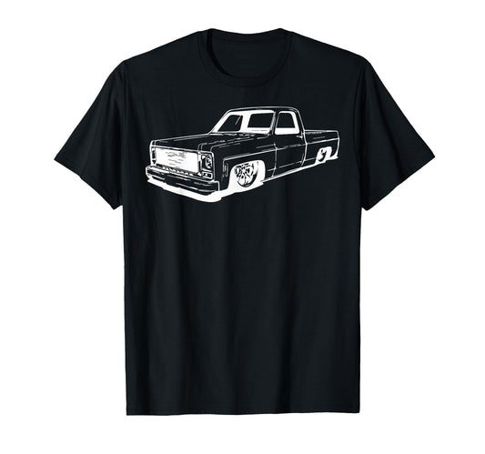 73 87 Mini C10 Truck Slammed Dad Gag T-Shirt - Custom Art Print Unisex - T-Shirt, Sweatshirt, Hoodie