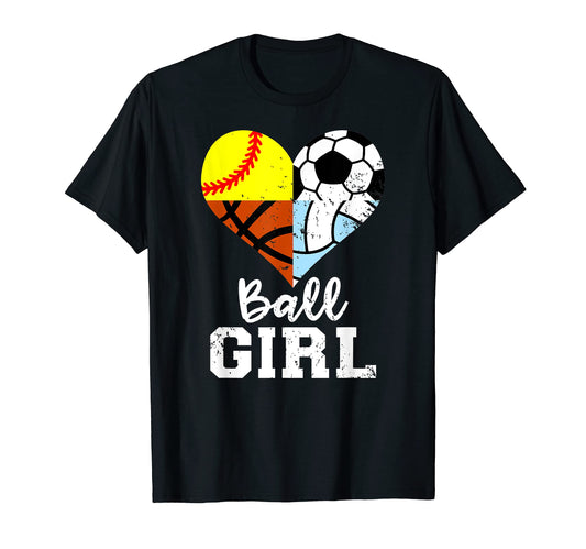 Ball Heart Soccer Softball Volleyball T-Shirt - Streetwear Style Men Women - T-Shirt, Sweatshirt, Hoodie
