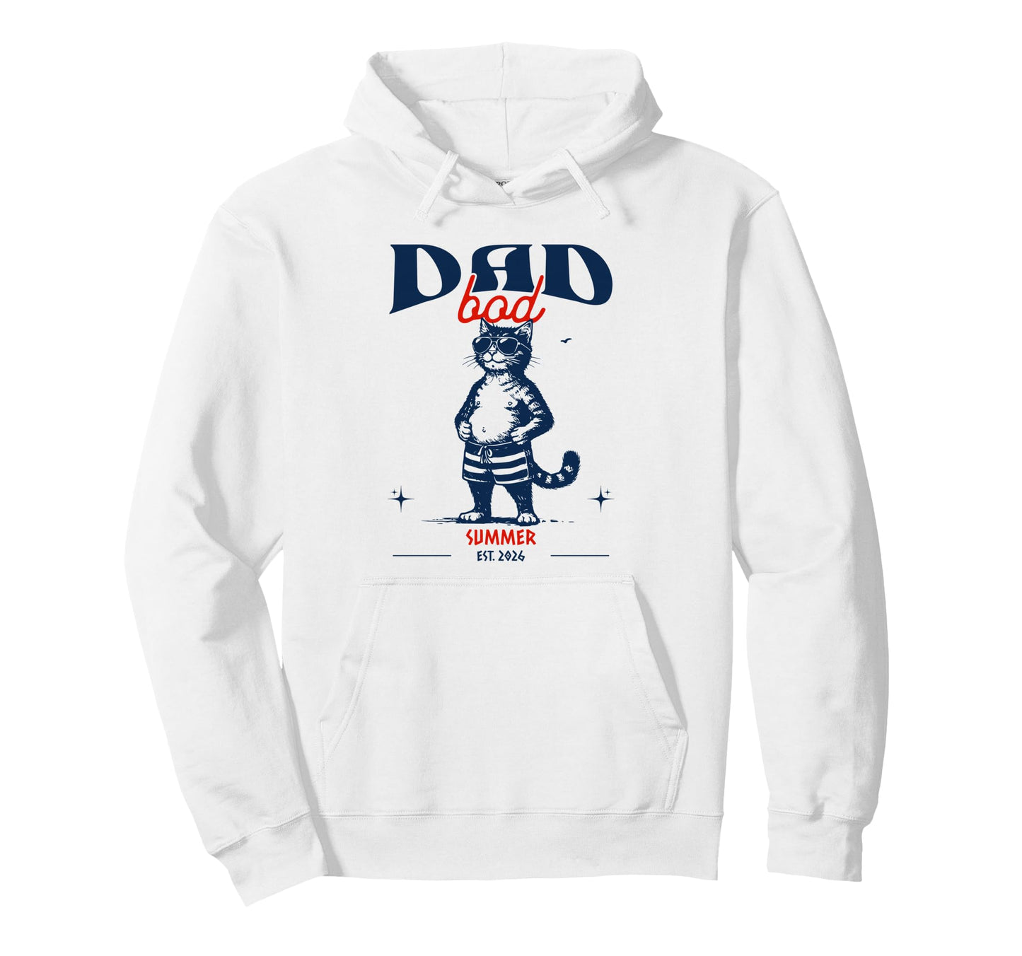 Dad Bod Summer 2026 Funny Cat Pregnancy Hoodie - Graphic Print Unisex - T-Shirt, Sweatshirt, Hoodie