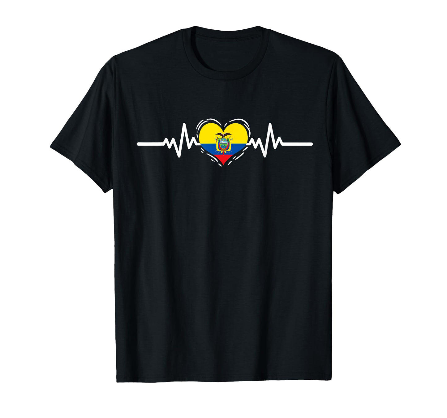 Ecuador Flag Heartbeat Ecuadorian Roots T-Shirt - Trendy Graphic Unisex - T-Shirt, Sweatshirt, Hoodie