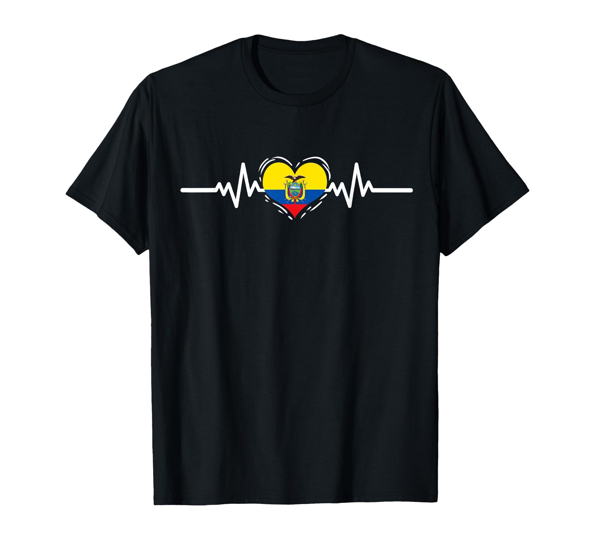 Ecuador Flag Heartbeat Ecuadorian Roots T-Shirt - Trendy Graphic Unisex - T-Shirt, Sweatshirt, Hoodie