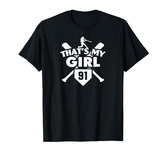 Baseball Mom Dad Thats My 91 Softball T-Shirt - Fun Novelty Design Unisex - T-Shirt, Sweatshirt, Hoodie