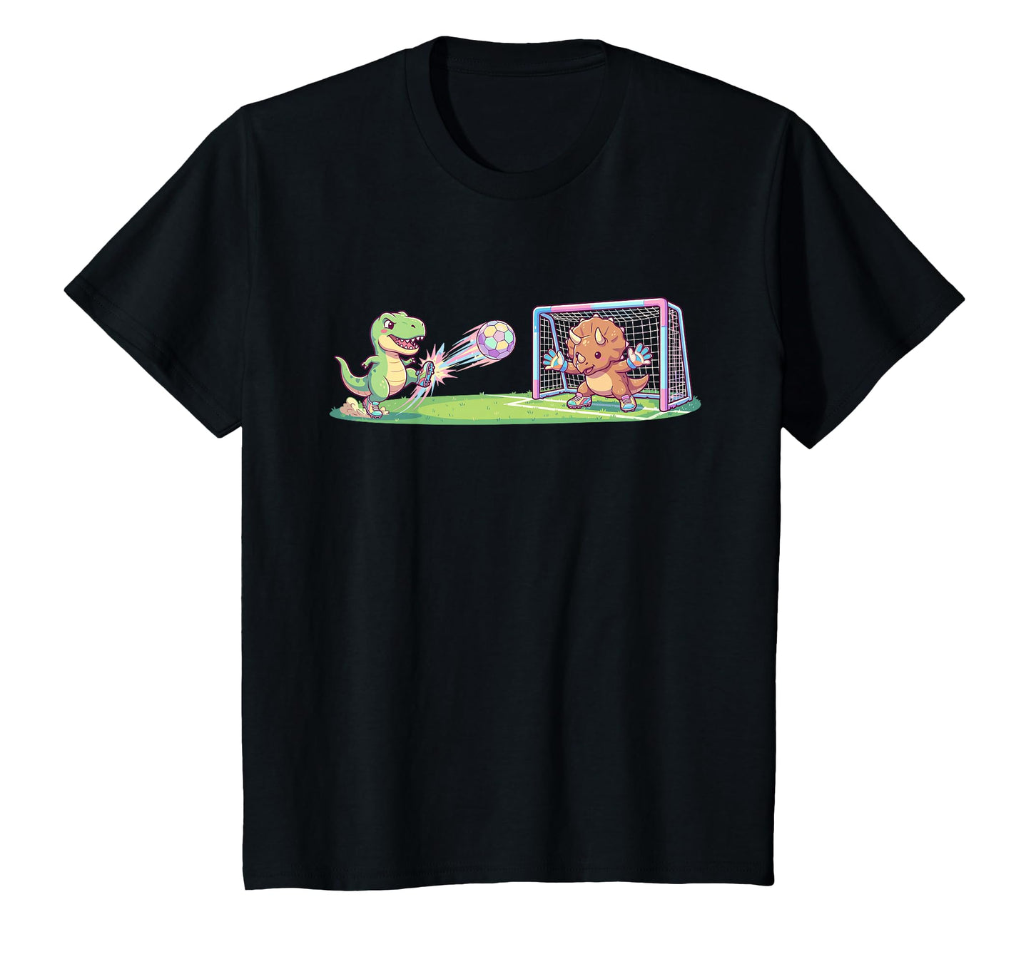 T Rex Kicks Ball Triceratops T-Shirt - Fun Novelty Design for Adults - T-Shirt, Sweatshirt, Hoodie