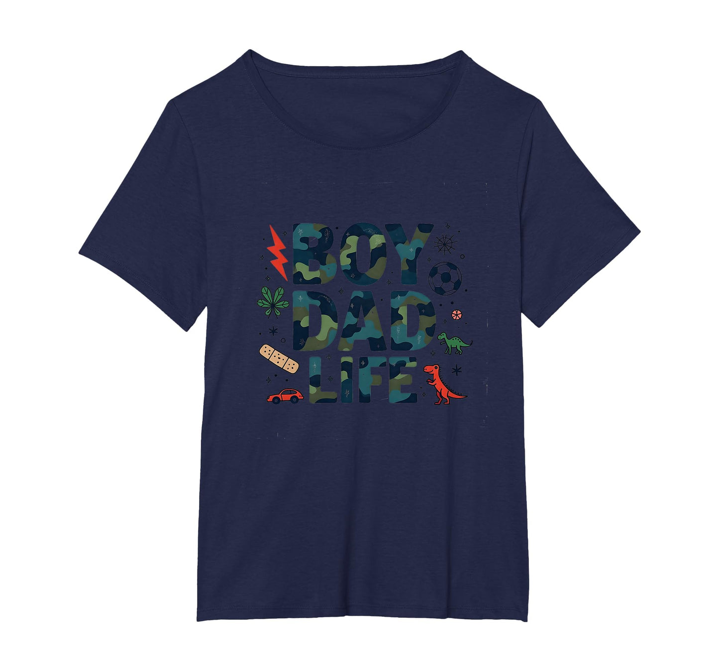 Dad Life Adventure Camo Dinosaur Soccer T-Shirt - Custom Art Print Unisex - T-Shirt, Sweatshirt, Hoodie