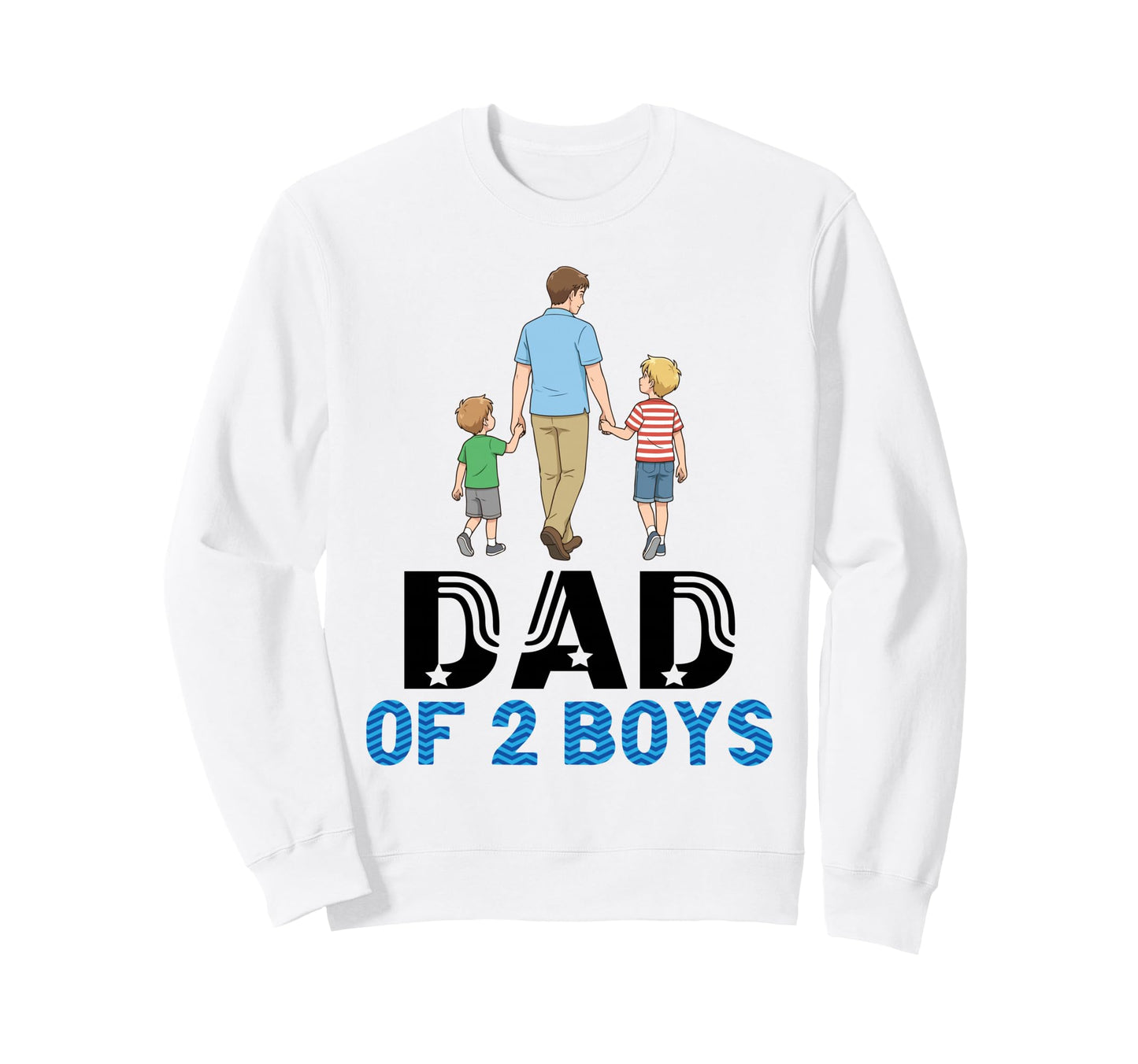 Dad Two Father And Sons Walking Sweatshirt - Custom Art Print Unisex - T-Shirt, Sweatshirt, Hoodie