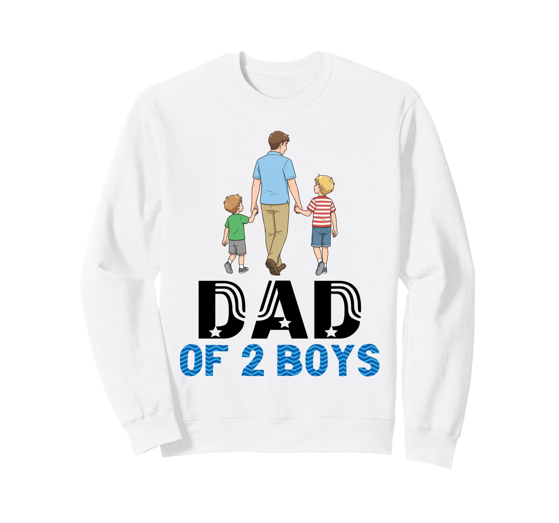 Dad Two Father And Sons Walking Sweatshirt - Custom Art Print Unisex - T-Shirt, Sweatshirt, Hoodie