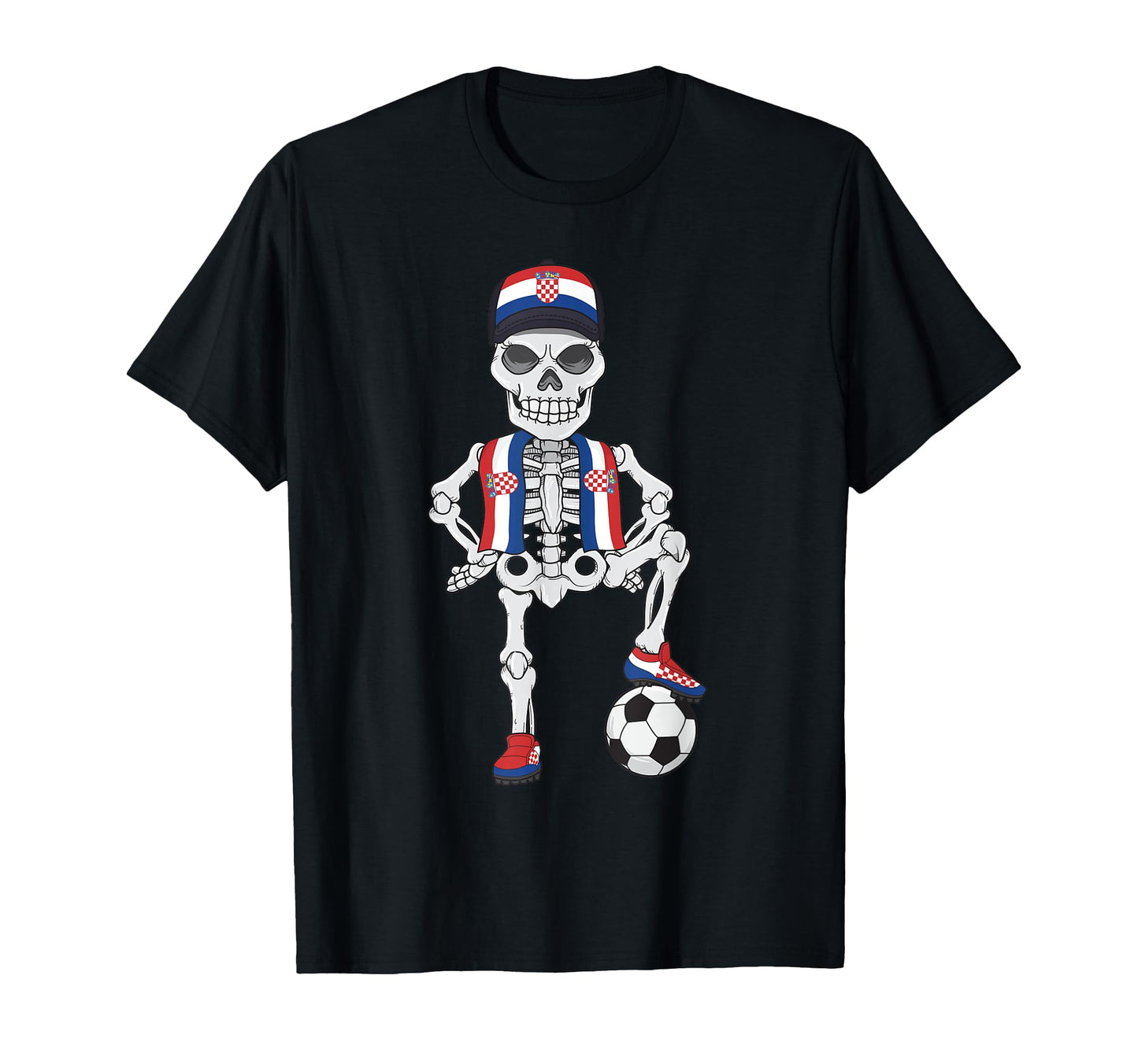 Croatia Soccer Skeleton Fan Team Gift T-Shirt - Minimalist Print for Adults - T-Shirt, Sweatshirt, Hoodie