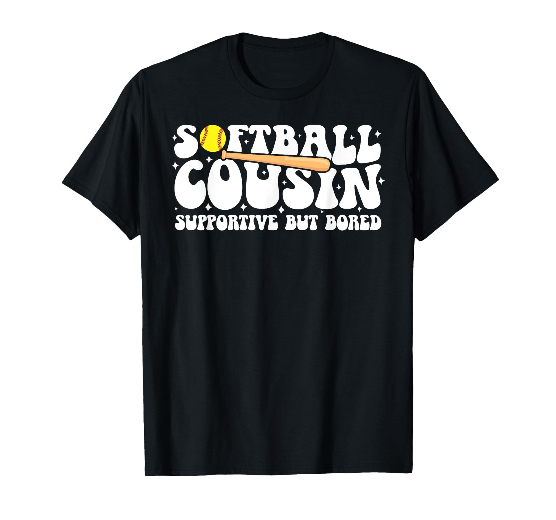 Softball Cousin Groovy Softball T-Shirt - Fun Novelty Design for Adults - T-Shirt, Sweatshirt, Hoodie
