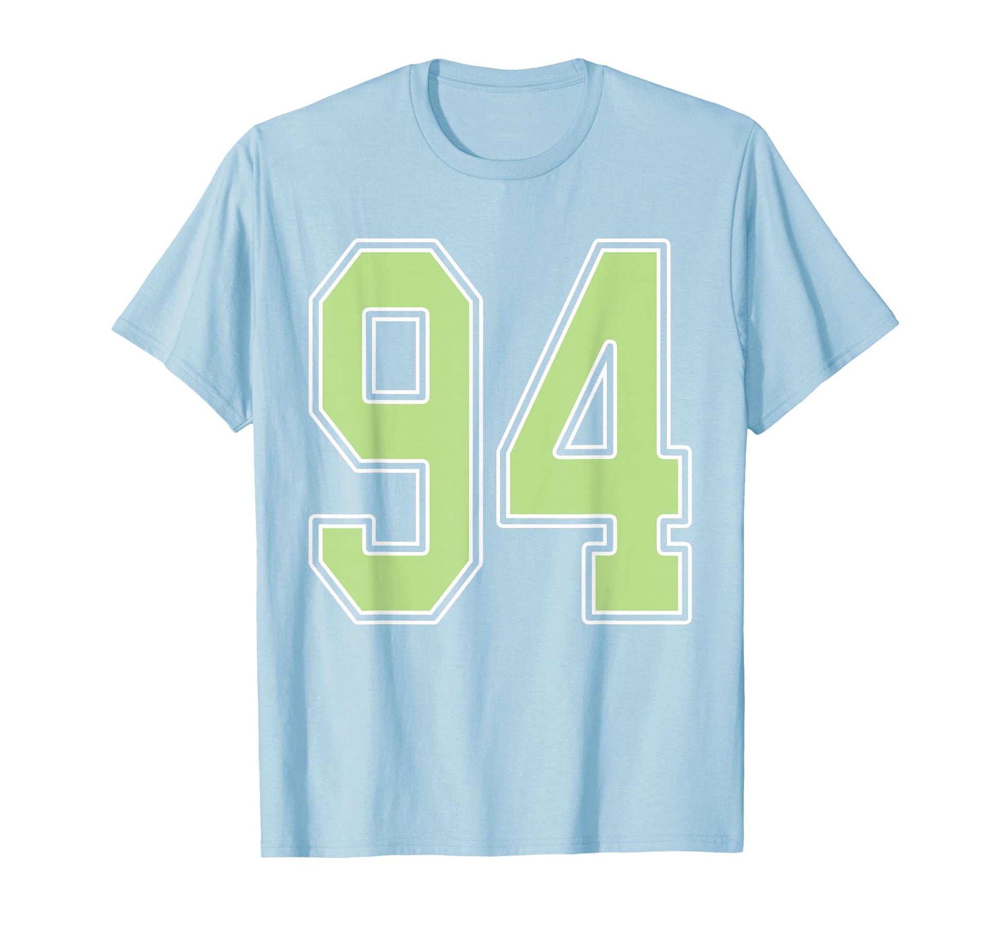 Sage Green And White Number 94 Jersey T-Shirt - Novelty Apparel Unisex - T-Shirt, Sweatshirt, Hoodie