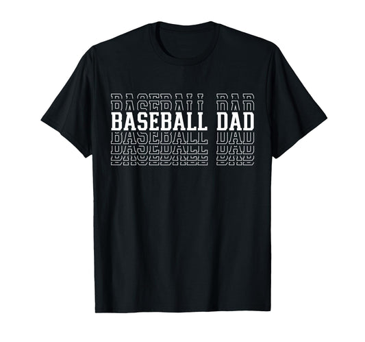 Baseball Dad Funny Layered Text T-Shirt - Casual Everyday Wear for Adults - T-Shirt, Sweatshirt, Hoodie