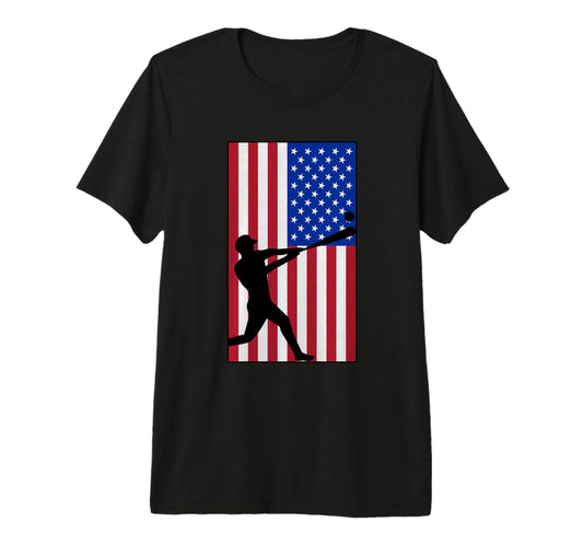 Baseball Player Usa Flag Sports Lover T-Shirt - Streetwear Style Unisex - T-Shirt, Sweatshirt, Hoodie