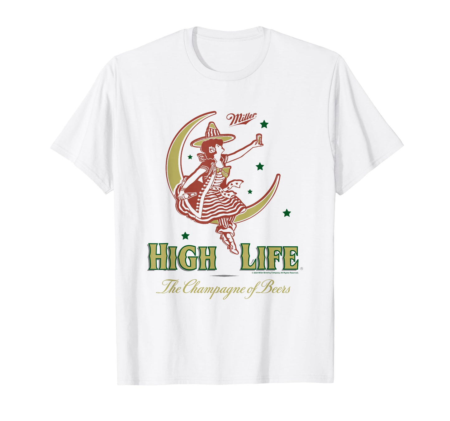 Miller High Life Champagne Beers Moon T-Shirt - Novelty Apparel Men Women - T-Shirt, Sweatshirt, Hoodie