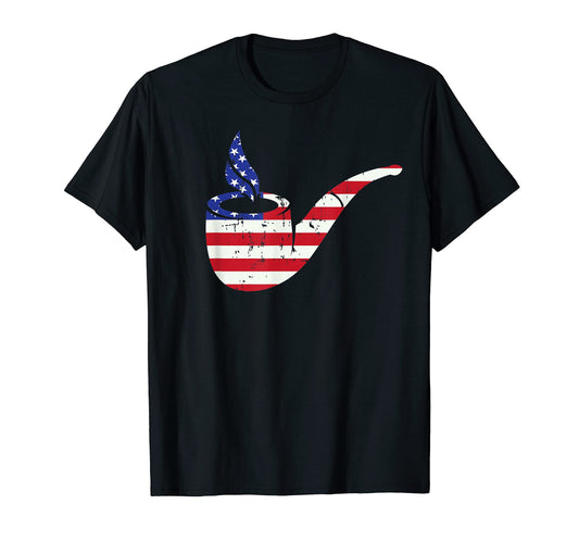 American Flag Tobacco Pipe Smoking Hobby T-Shirt - Novelty Apparel Unisex - T-Shirt, Sweatshirt, Hoodie