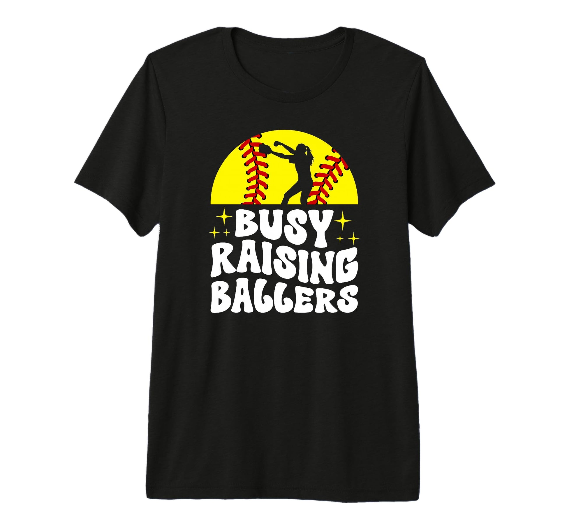 Busy Raising Ballers Softball Mom Softball T-Shirt - Trendy Graphic Unisex - T-Shirt, Sweatshirt, Hoodie