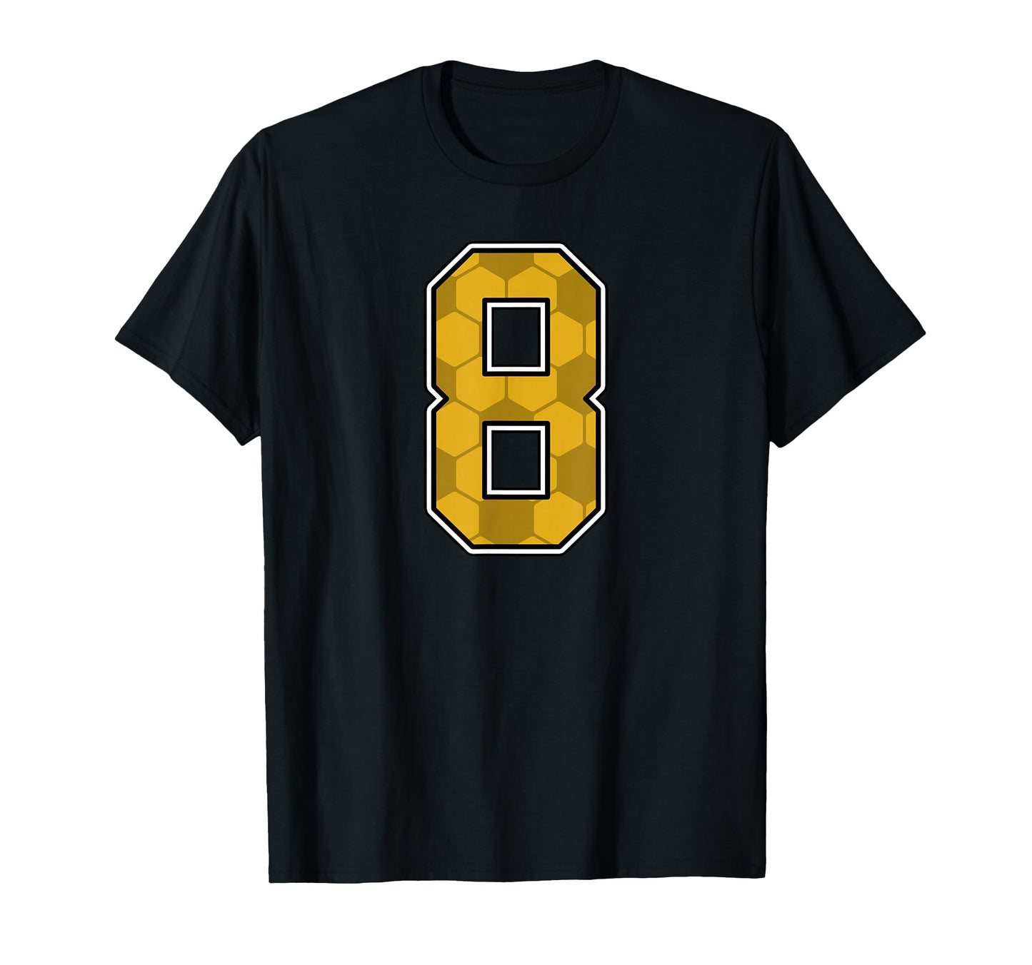 Gold Soccer Pattern Number 8 Jersey T-Shirt - Graphic Print for Adults - T-Shirt, Sweatshirt, Hoodie