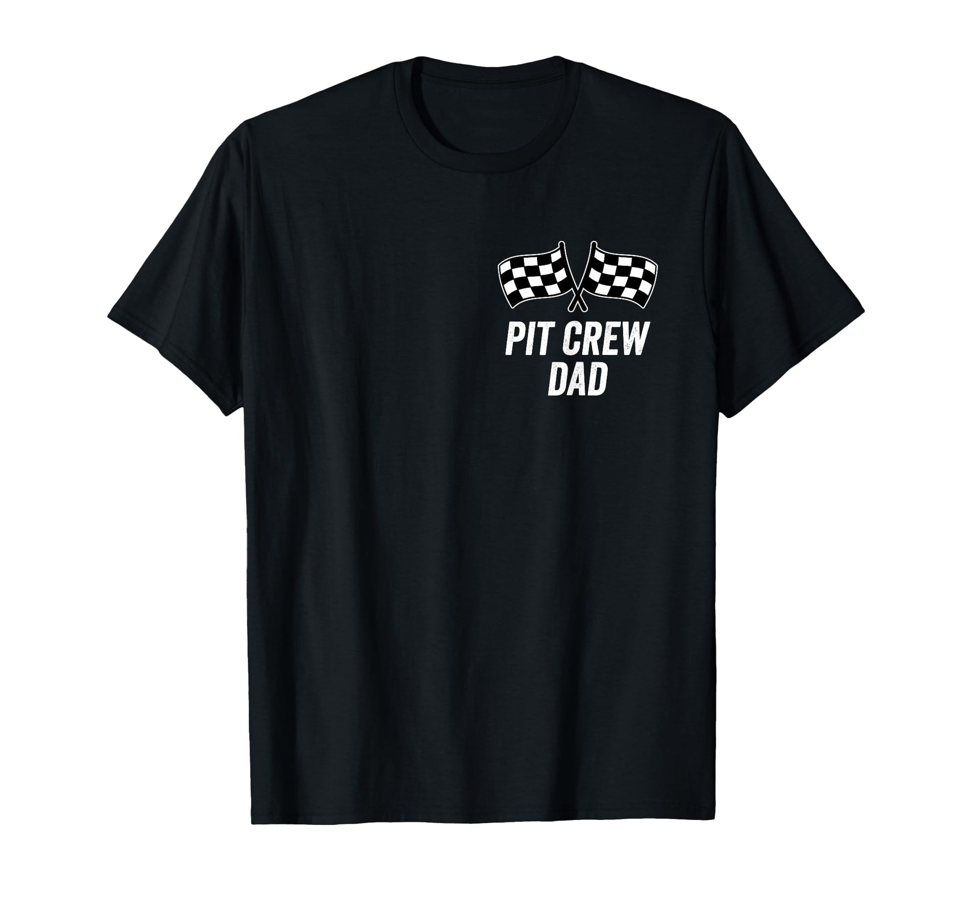 Pit Crew Dad Checkered Flag Hosting T-Shirt - Trendy Graphic for Adults - T-Shirt, Sweatshirt, Hoodie
