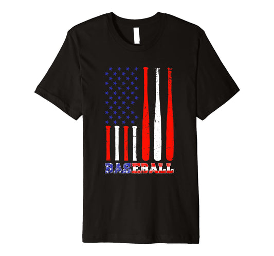 Baseball American Flag Baseball T-Shirt - Streetwear Style for Adults - T-Shirt, Sweatshirt, Hoodie