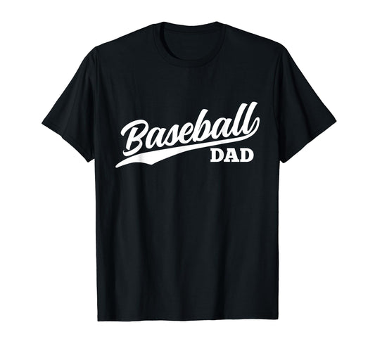 Baseball Dad 1970S Cursive Font Dark T-Shirt - Fun Novelty Design Unisex - T-Shirt, Sweatshirt, Hoodie
