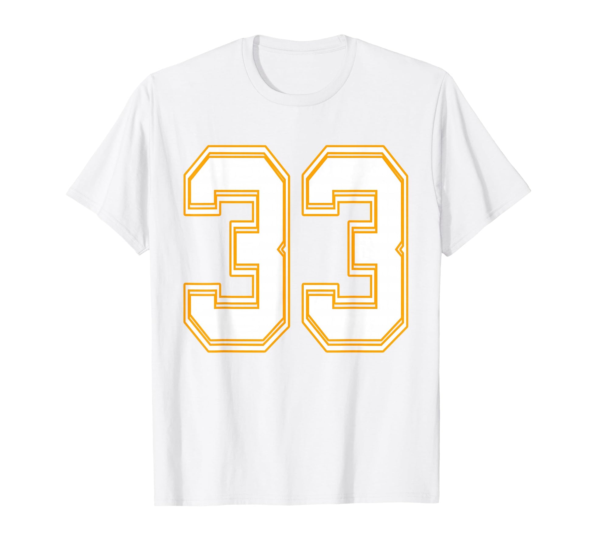 Number 33 Red Yellow White T-Shirt - Fun Novelty Design for Adults - T-Shirt, Sweatshirt, Hoodie