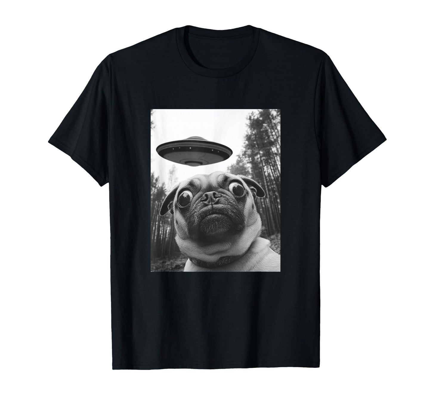 Funny Pug Selfie Ufo T-Shirt - Casual Everyday Wear for Adults - T-Shirt, Sweatshirt, Hoodie