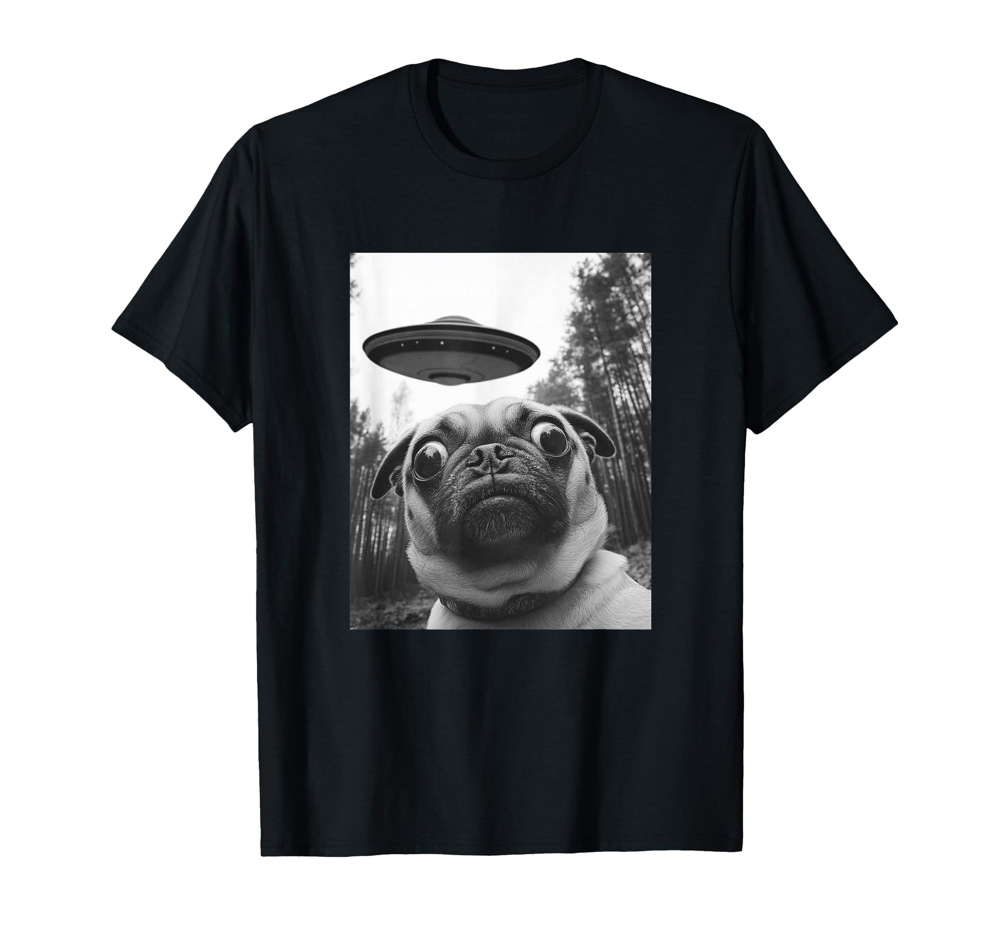 Funny Pug Selfie Ufo T-Shirt - Casual Everyday Wear for Adults - T-Shirt, Sweatshirt, Hoodie