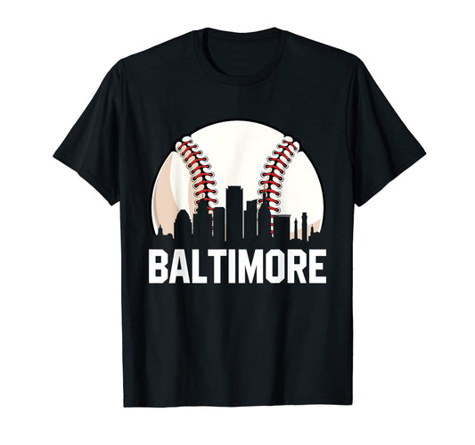 Baltimore Cityscape Dad Baseball Lover T-Shirt - Novelty Apparel Men Women - T-Shirt, Sweatshirt, Hoodie
