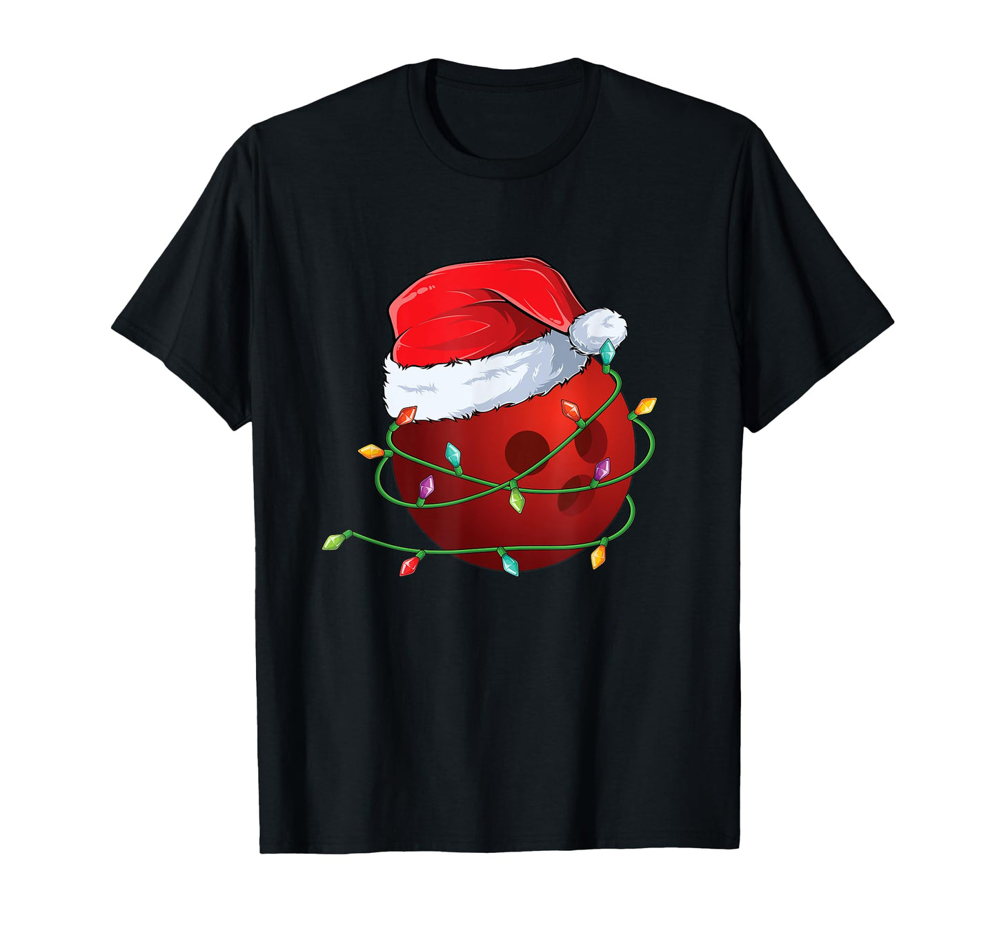 Bowling Ball Santa Hat Wrapped T-Shirt - Casual Everyday Wear Men Women - T-Shirt, Sweatshirt, Hoodie