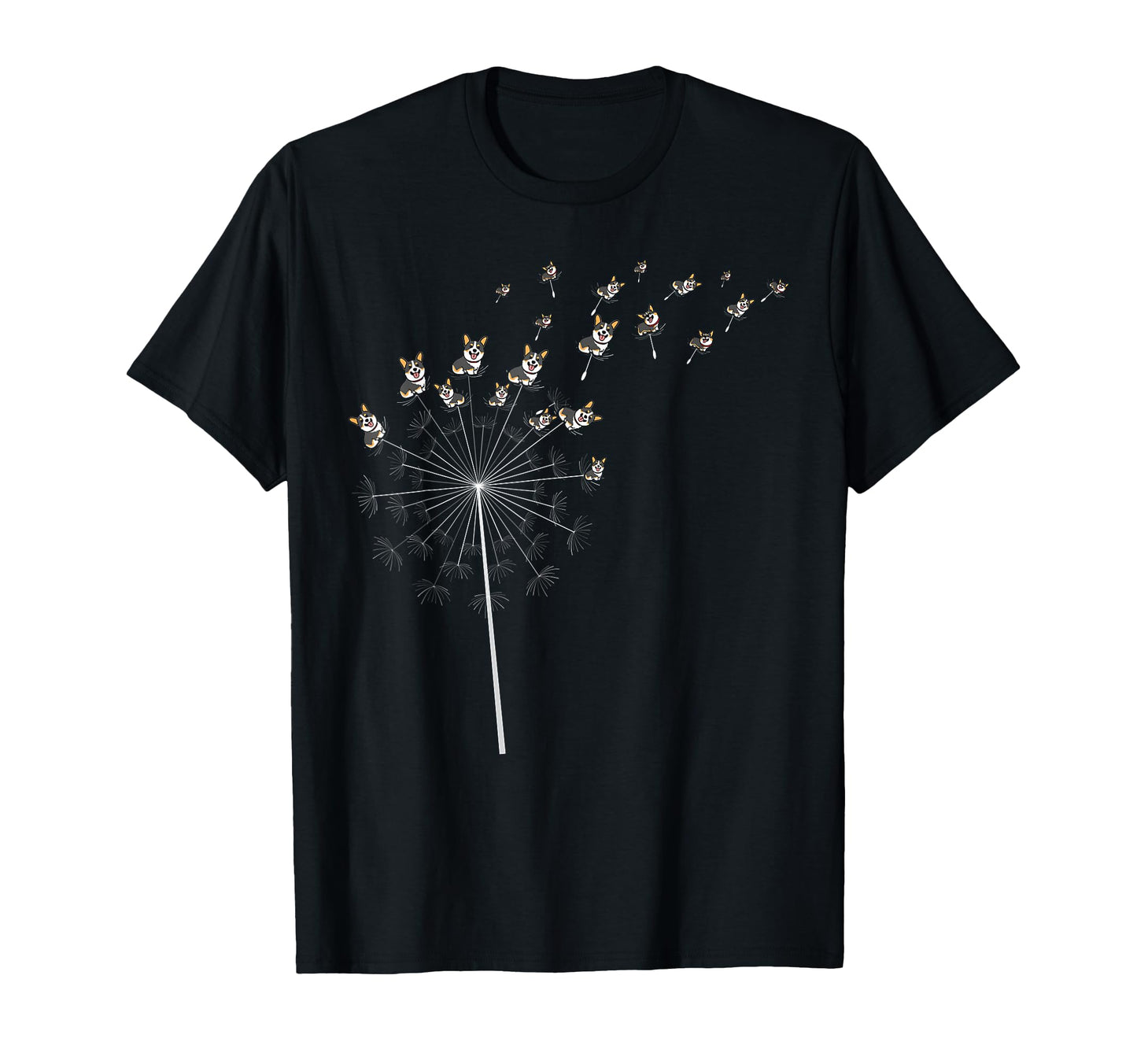 Tricolor Corgi Dandelion Funny Lover T-Shirt - Graphic Print Unisex - T-Shirt, Sweatshirt, Hoodie