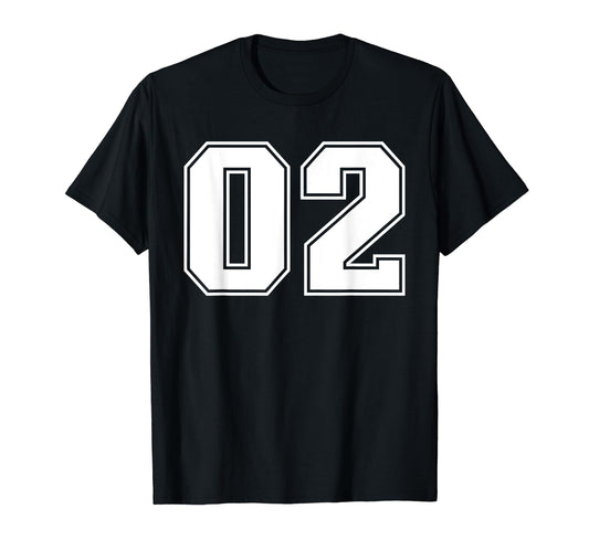 02 Jersey Number Baseball Football T-Shirt - Casual Everyday Wear Unisex - T-Shirt, Sweatshirt, Hoodie