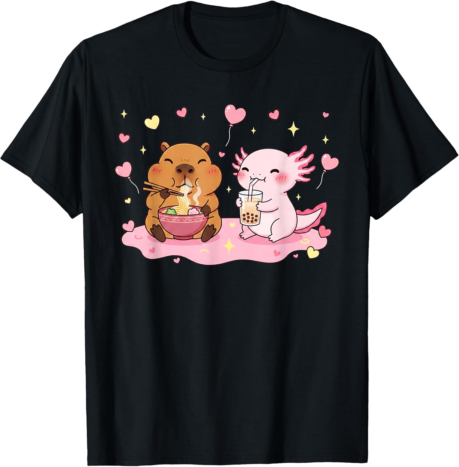 Cute Capybara Axolotl Valentine Tees Unisex T-shirt, Sweatshirt, Hoodie, Long Sleeve Tee - T-Shirt, Sweatshirt, Hoodie