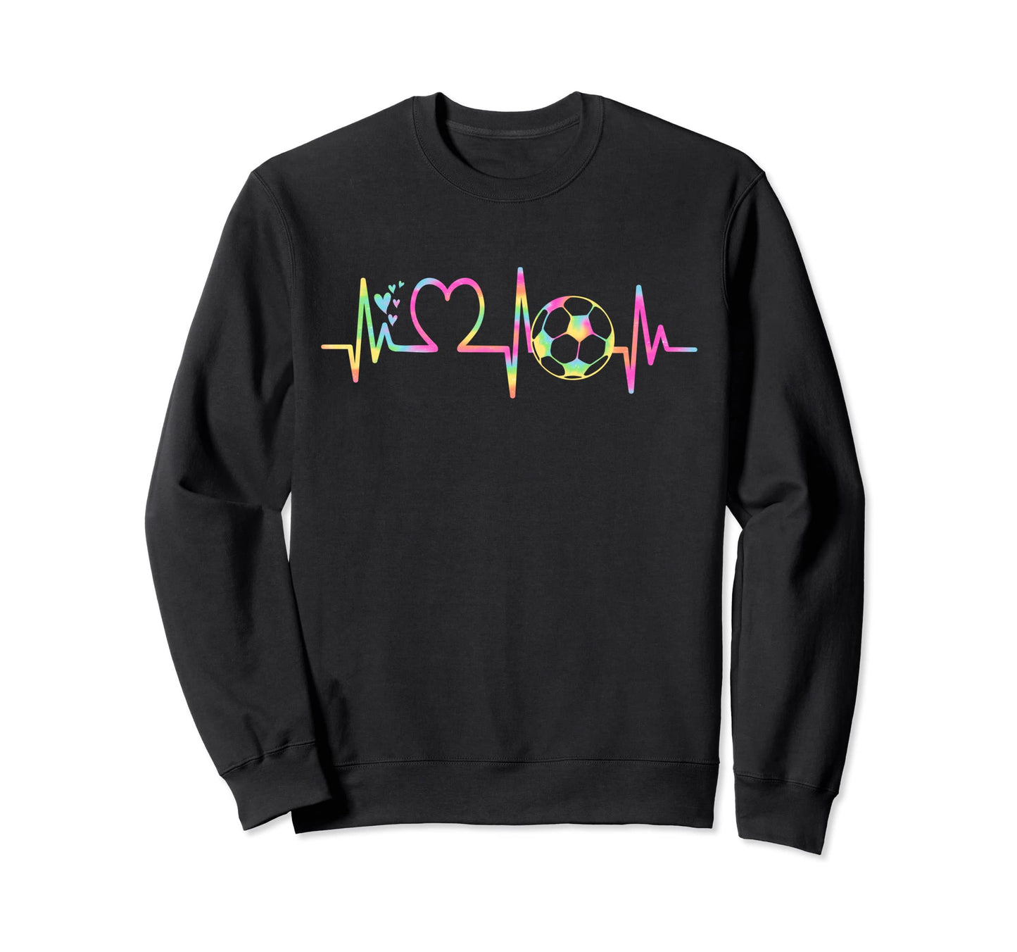 Soccer Heartbeat Tie Dye Heart Sweatshirt - Fun Novelty Design for Adults - T-Shirt, Sweatshirt, Hoodie