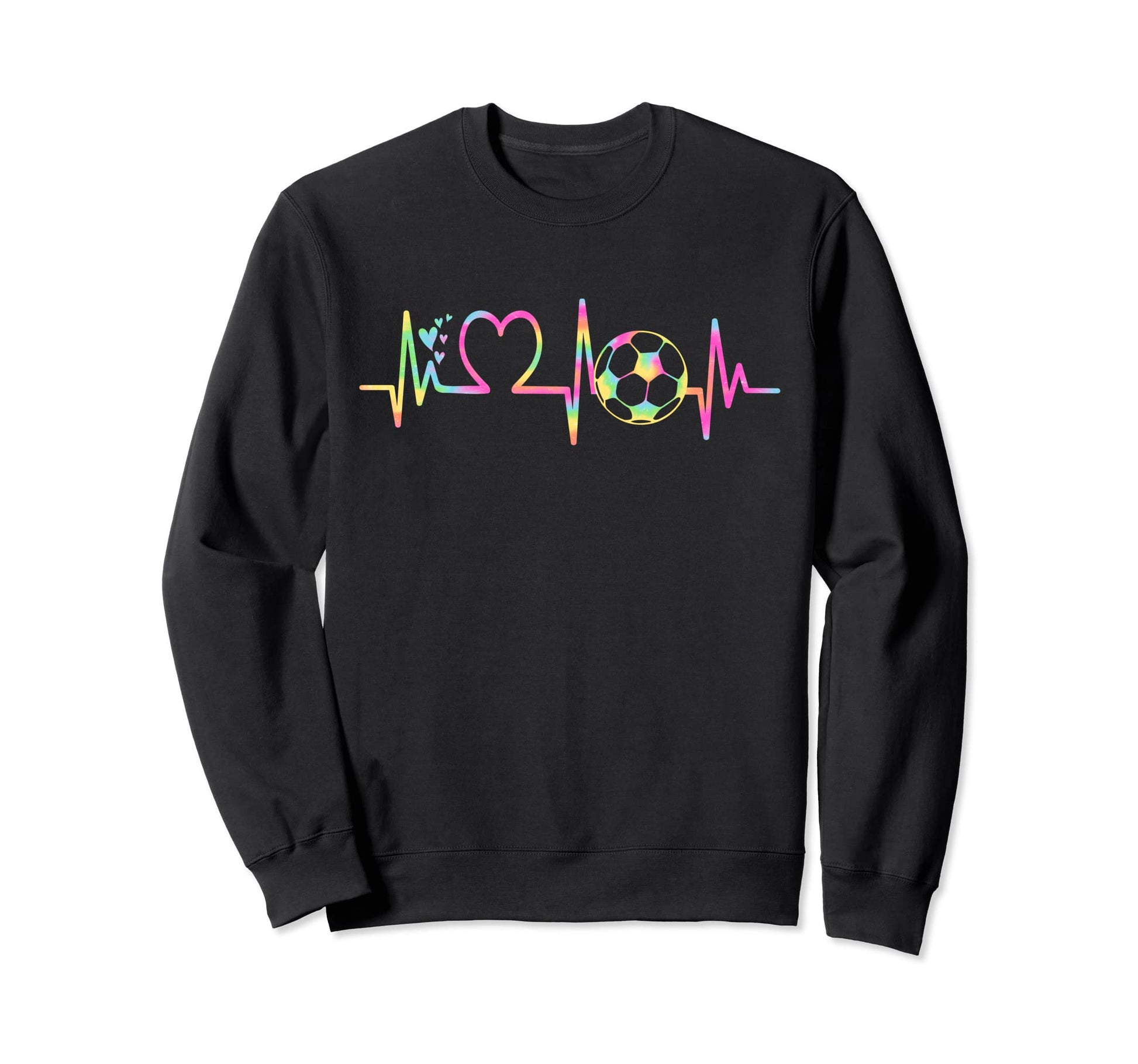 Soccer Heartbeat Tie Dye Heart Sweatshirt - Fun Novelty Design for Adults - T-Shirt, Sweatshirt, Hoodie