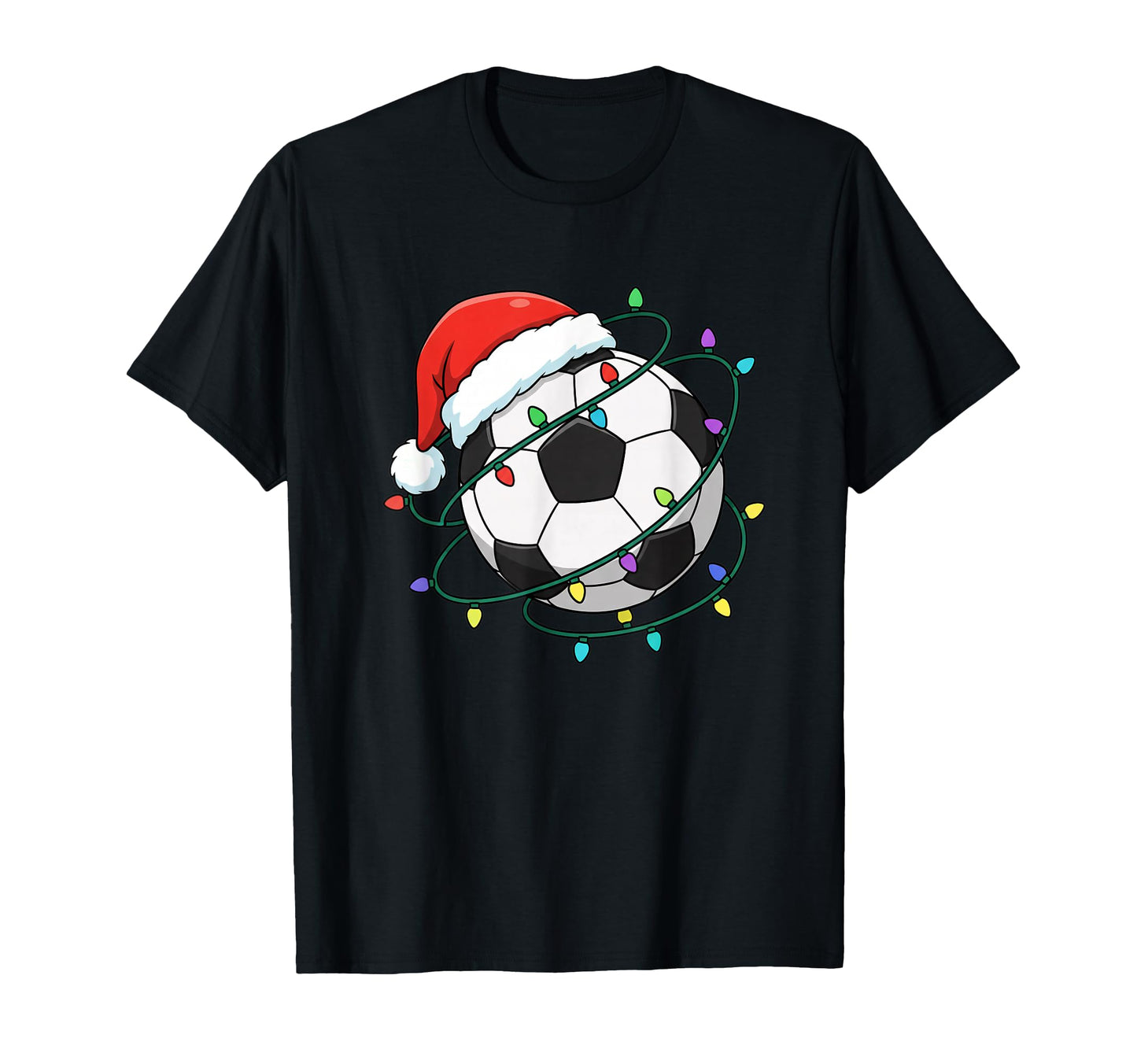 Soccer Santa Ball Lights Holiday Soccer T-Shirt - Graphic Print for Adults - T-Shirt, Sweatshirt, Hoodie