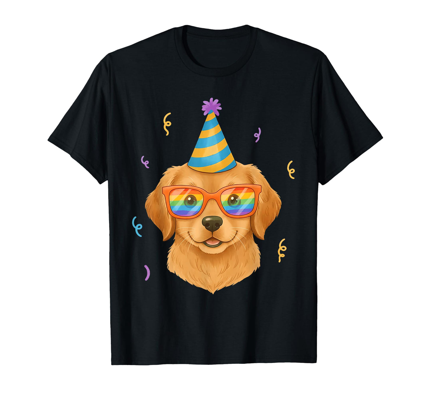 Golden Retriever Party Hat Puppy T-Shirt - Graphic Print for Adults - T-Shirt, Sweatshirt, Hoodie