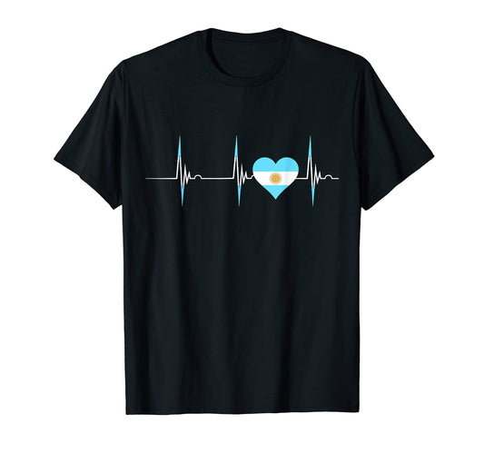 Argentina Heart Argentinian Heartbeat Ekg T-Shirt - Graphic Print Unisex - T-Shirt, Sweatshirt, Hoodie