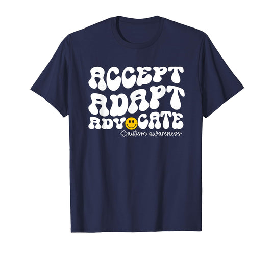 Accept Adapt Advocate Groovy Autism T-Shirt - Graphic Print for Adults - T-Shirt, Sweatshirt, Hoodie