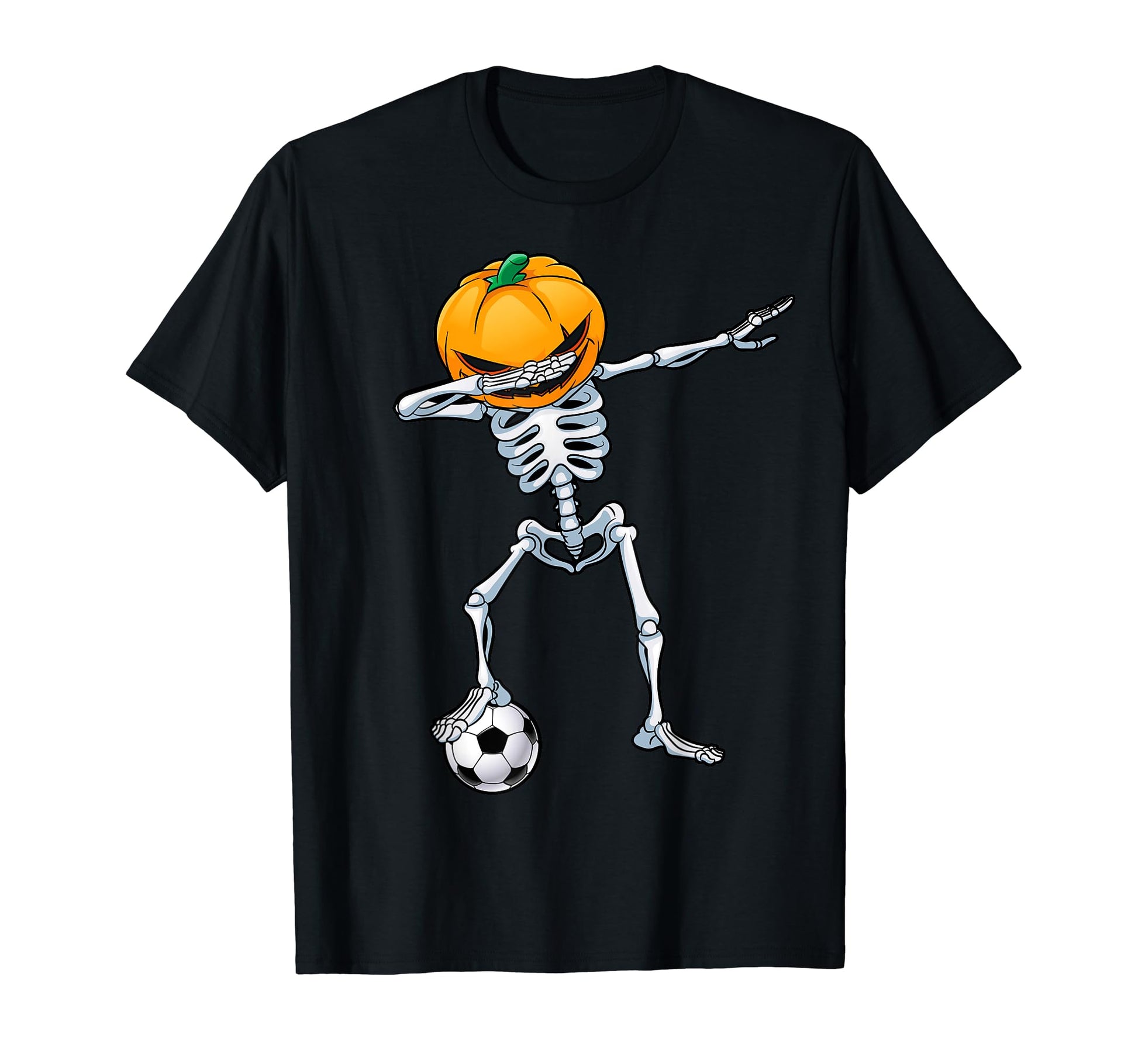 Dabbing Skeleton Soccer Pumpkin Head T-Shirt - Minimalist Print Unisex - T-Shirt, Sweatshirt, Hoodie