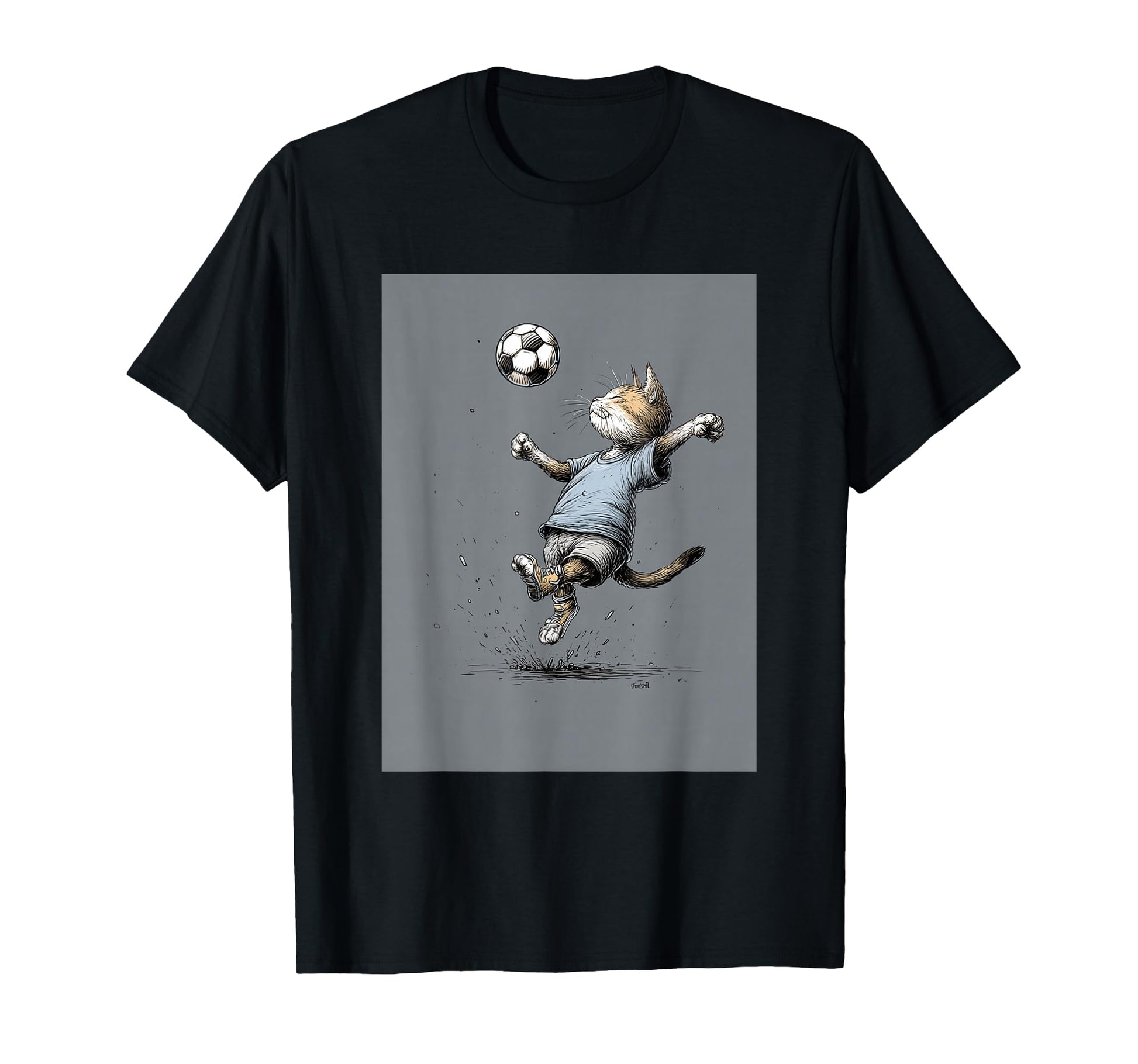 Cat Playing Soccer Portrait T-Shirt - Casual Everyday Wear for Adults - T-Shirt, Sweatshirt, Hoodie