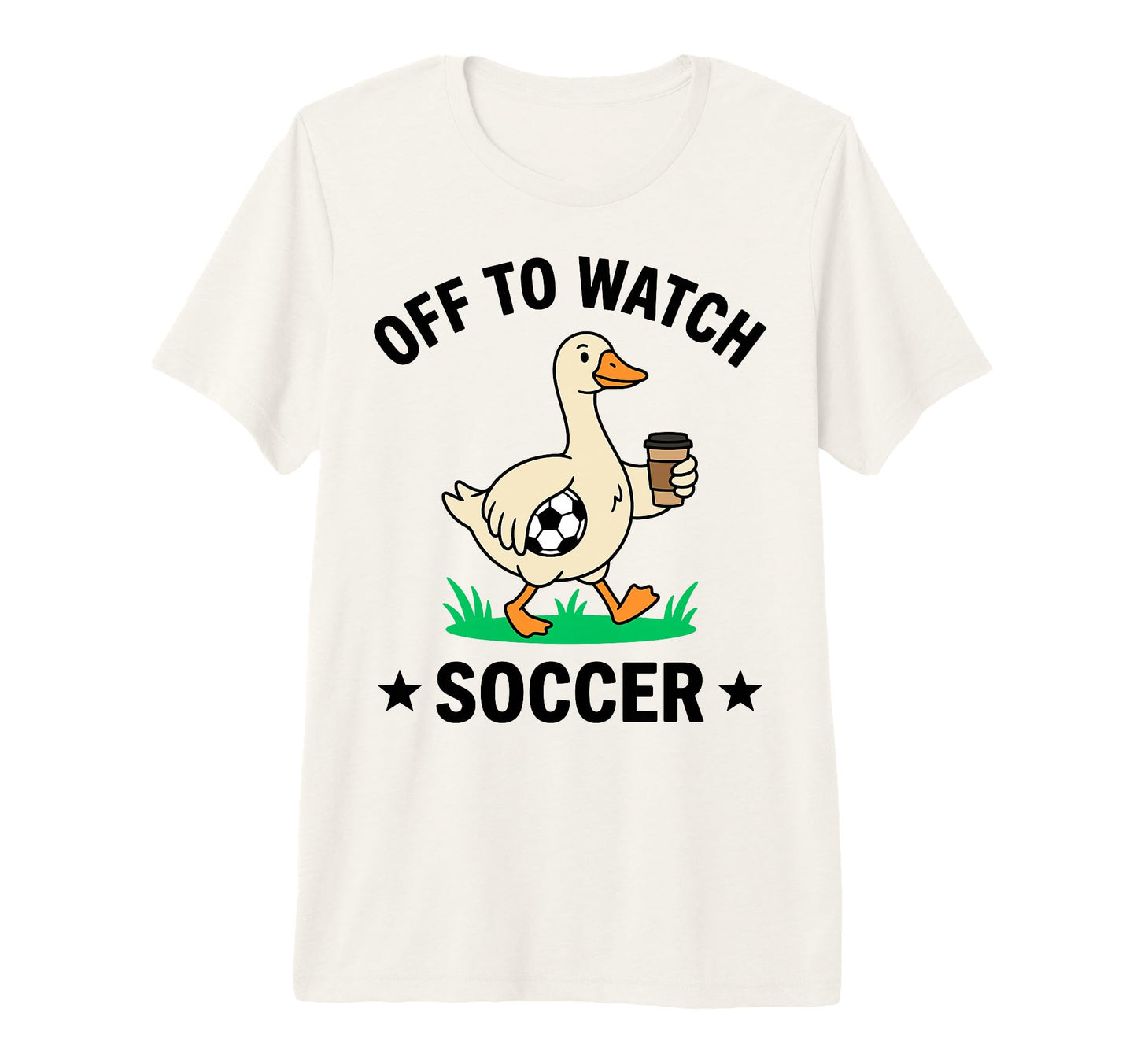 Funny Cartoon Duck Soccer Coffee T-Shirt - Trendy Graphic for Adults - T-Shirt, Sweatshirt, Hoodie