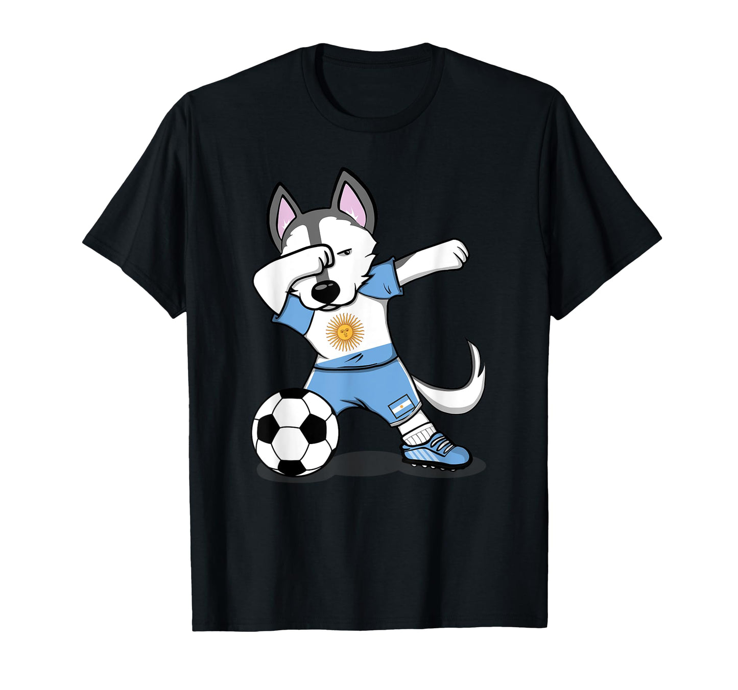 Dabbing Husky Argentina Soccer Fans T-Shirt - Trendy Graphic Men Women - T-Shirt, Sweatshirt, Hoodie