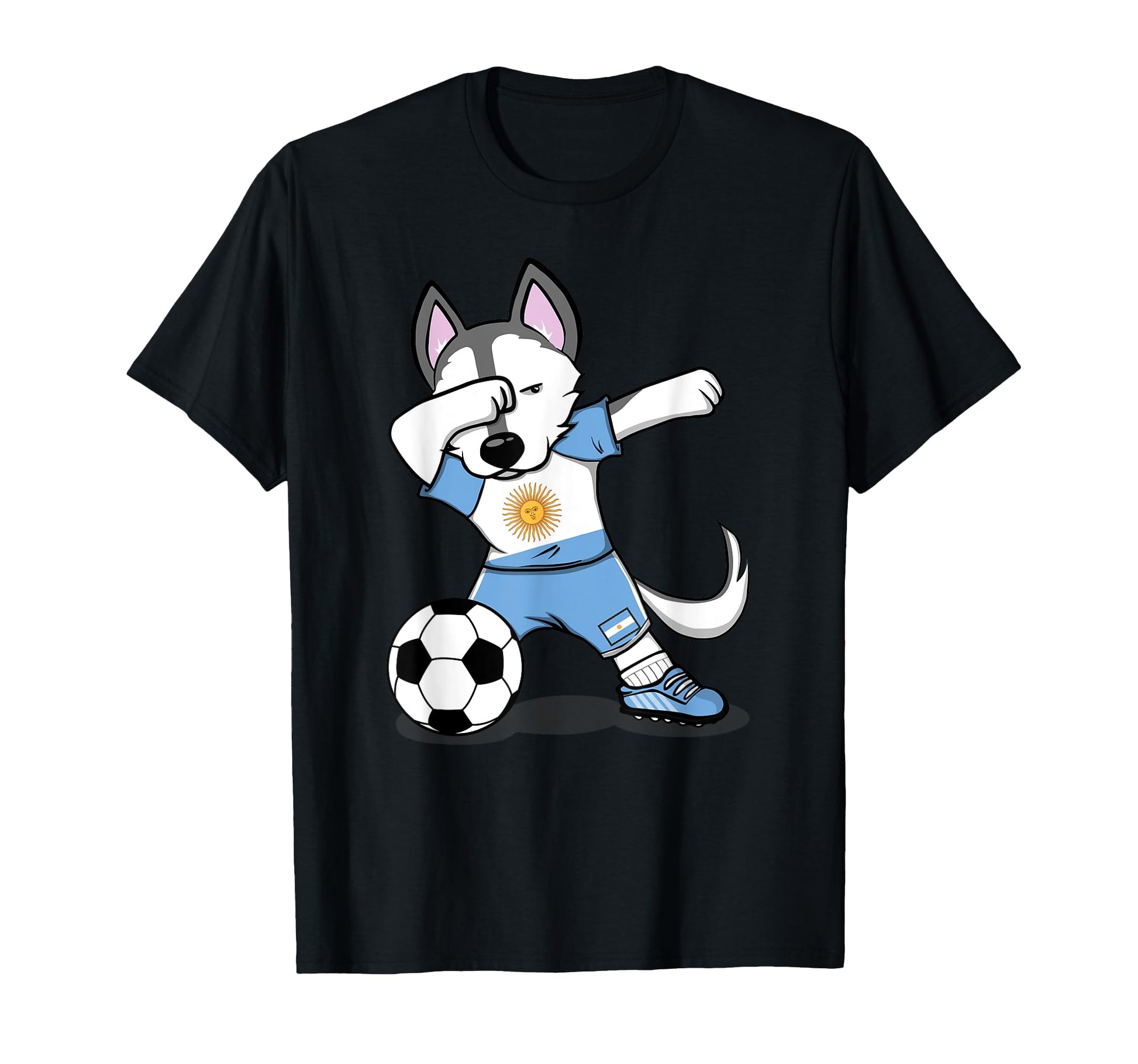 Dabbing Husky Argentina Soccer Fans T-Shirt - Trendy Graphic Men Women - T-Shirt, Sweatshirt, Hoodie